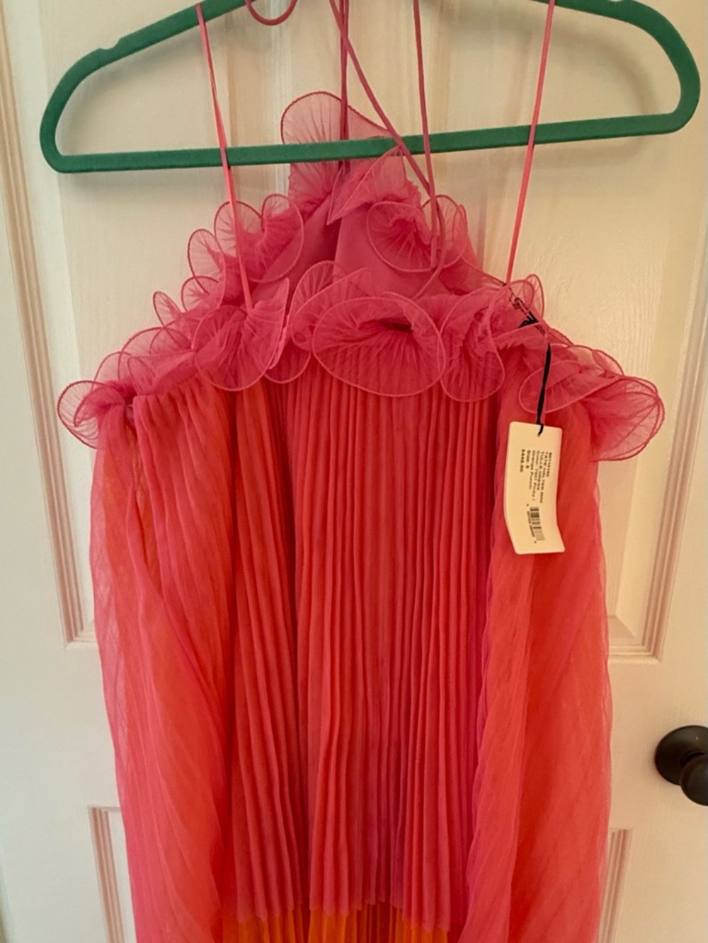 AMUR Hot Pink and Orange Pleated Mini Dress - Picture 2 of 6